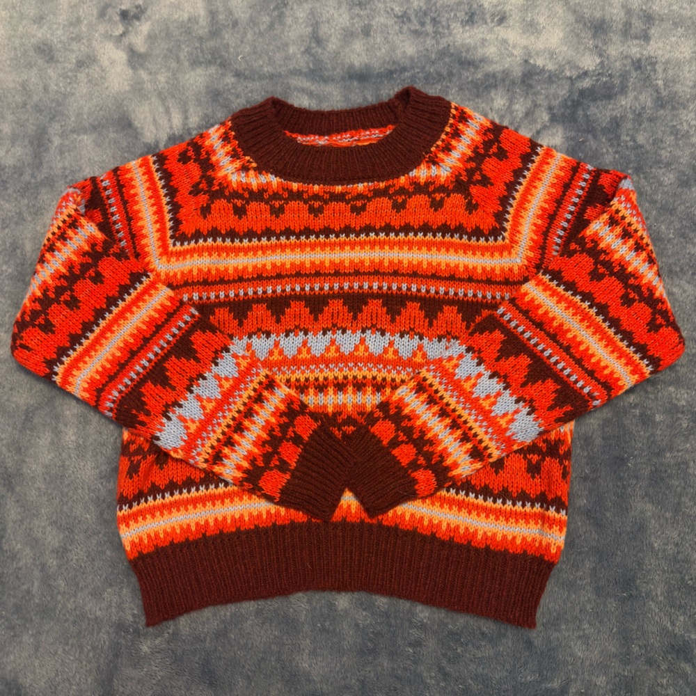 Festive Raglan Pullover Knit Sweater with Designs - Picture 2 of 8